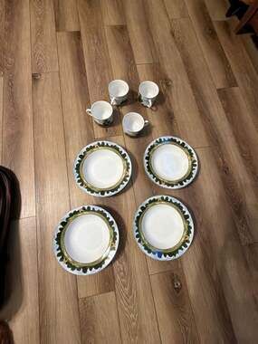 American Atelier Monet 5151 Porcelain 4-Piece Bowl and 4-Piece Cup Set